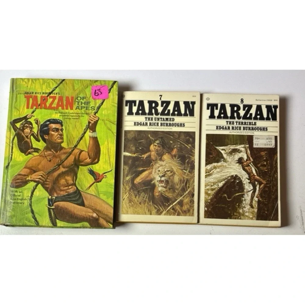 Lot of 3 Tarzan Books Edgar Rice Burroughs Ballantine and HC (18K)